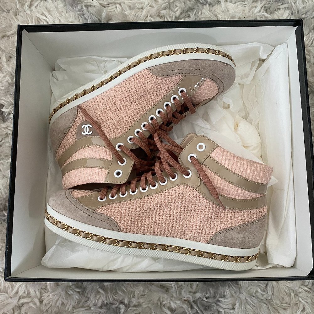 Chanel Pink High Top Sneakers BRAND NEW